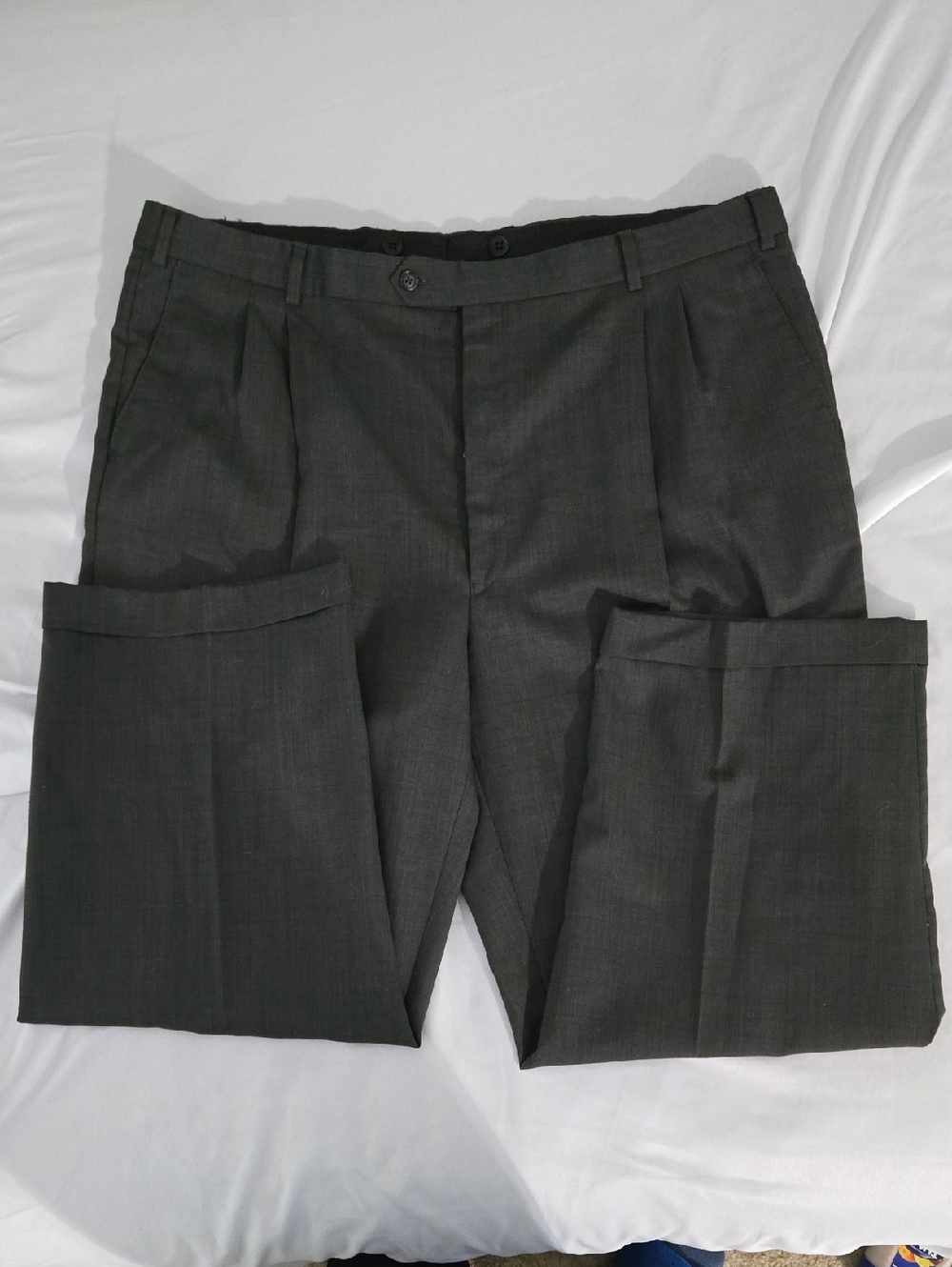 Men's Dress Pants - Dark Gray Classic Pleated Trousers